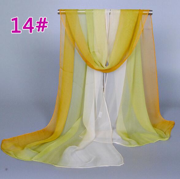 Lady Fashion Voile Girls Scarves Chiffon Scarf Women High Quality Gradual Color Women Silk Scarf  Popular Scarves Wrap shawl
