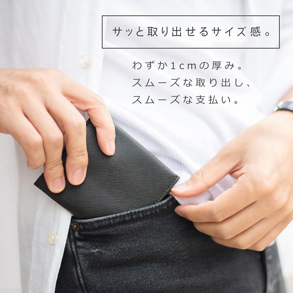 [Dom Teporna] Men's Bi-fold Wallet, No Coin Pocket, Compact, Ultra-thin 10mm, Saffiano Leather, Money Clip, Green