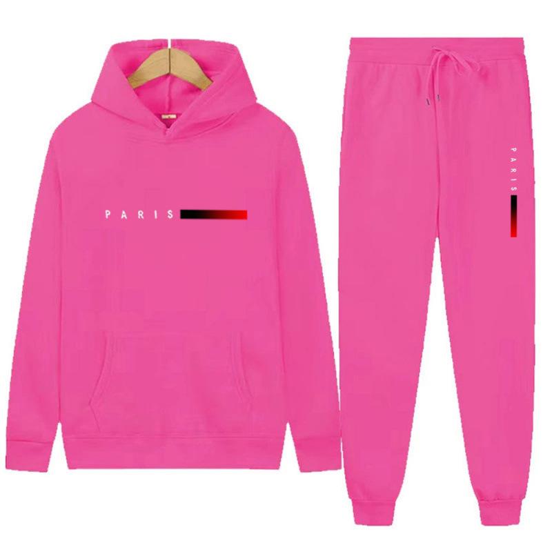 

Мужские спортивные костюмы Новый мужской худи с капюшоном и принтом букв Свободный спортивный комплект XXXL розовый