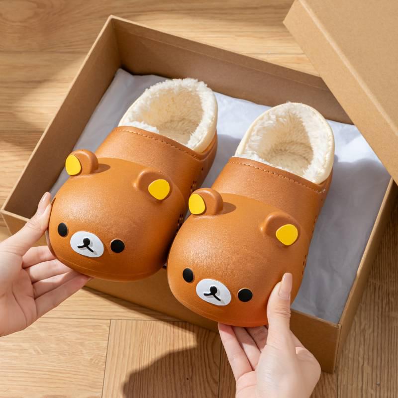 2025 Rilakkuma Cotton Slippers: Warm Winter Closed-Toe Little Bear Design for Girls