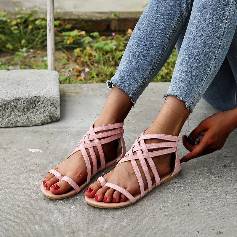 Summer wish large size flat sandals women's leopard print hollow women's sandals