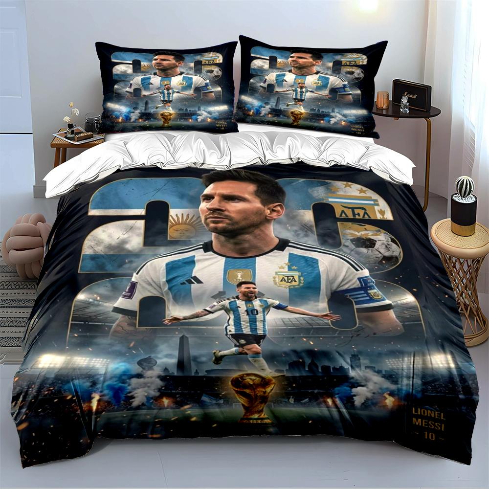 Argentinischer Fußballmeister Set Bettwäsche Bettbezug-Set Bettbezug Kissenbezüge Heimdekoration (1 * Bettbezug 2 * Kissenbezüge, ohne Bettdecke)