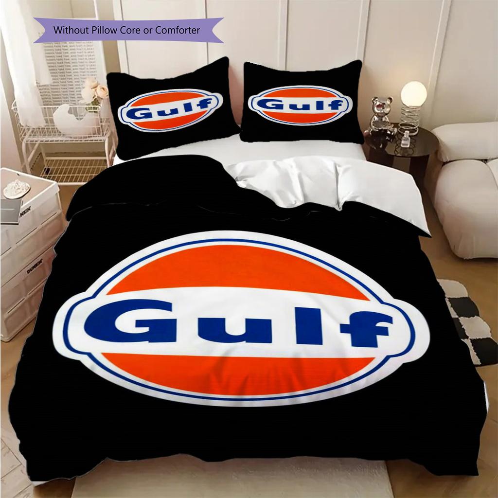 Gulf Brand Logo Three-piece set (1 * duvet cover + 2 * pillowcase, without core) 2D Flat Soft and comfortable Duvet cover and pillowcase Bedding set