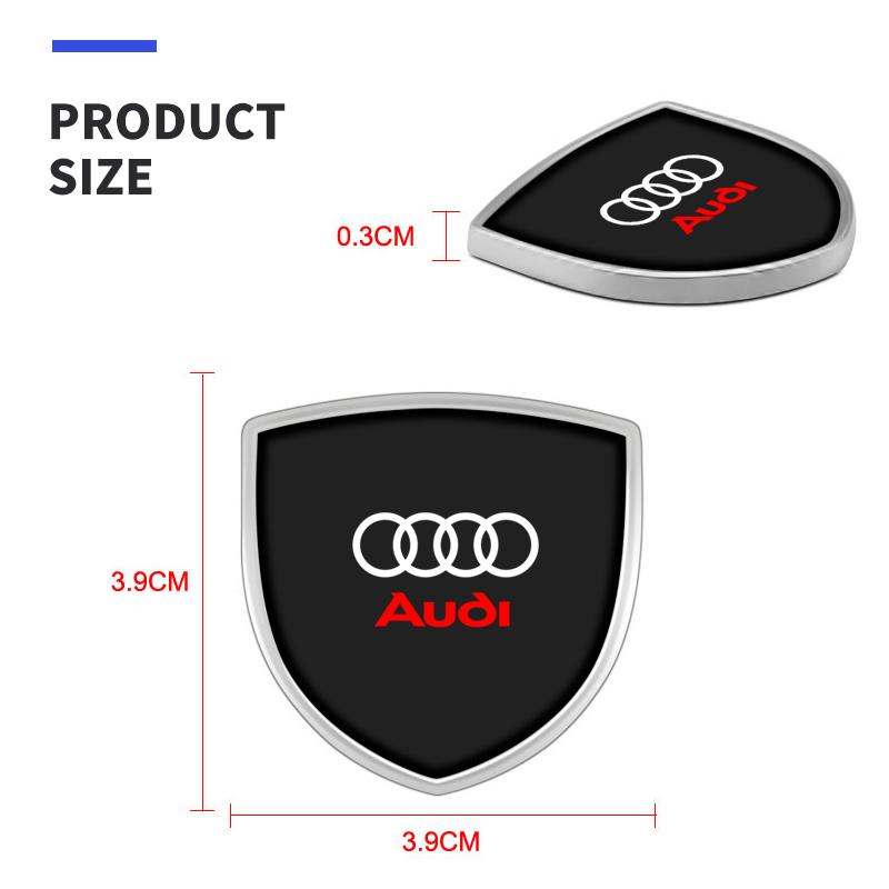 3D Metal Car Body Fender Emblem Shield Stickers Decor Auto Accessories For Audi A1 A2 A3 A4 A5 A6 A7 A8 Q1 Q2 Q3 Q4 Q5 Q6 Q7 Q8 B5 B6 B7 B8 C5