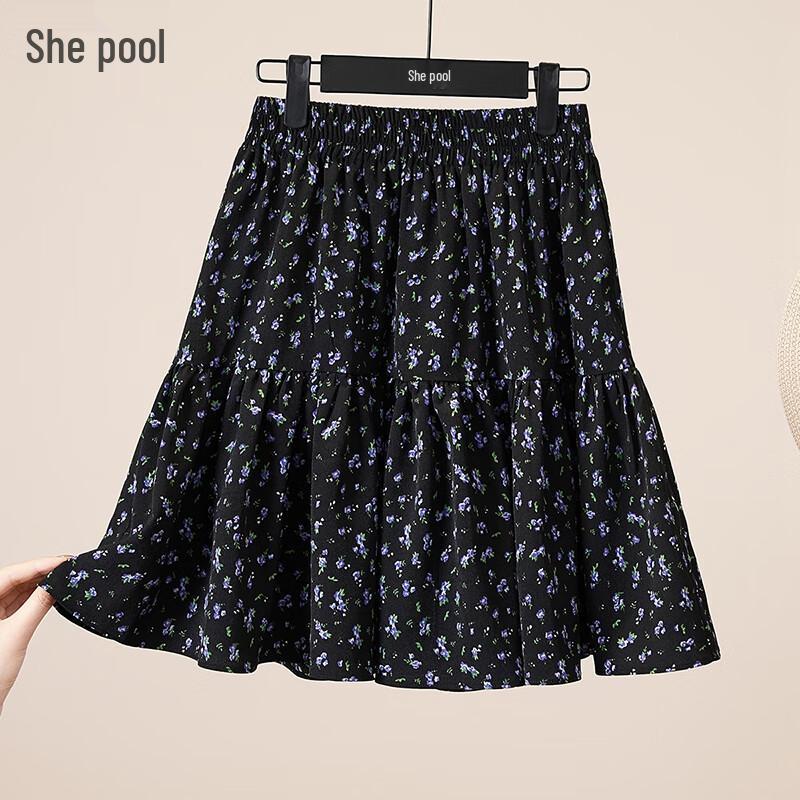 Women s Elastic Waist Floral Print Short A-line Skirt S
