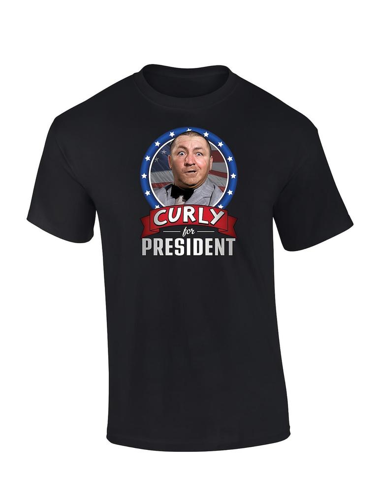 Big Tall Men Casual Loose Fit Graphic Shirt Company Three Stooges Curly President 224 Short Sleeve, Plus Size Comfortable Breathable Crew Neck Daily S