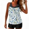 Women’s Sleeveless Tankini Top and Shorts Set with Floral Print Scoop Neck Swimwear for Beach Pool Vacation