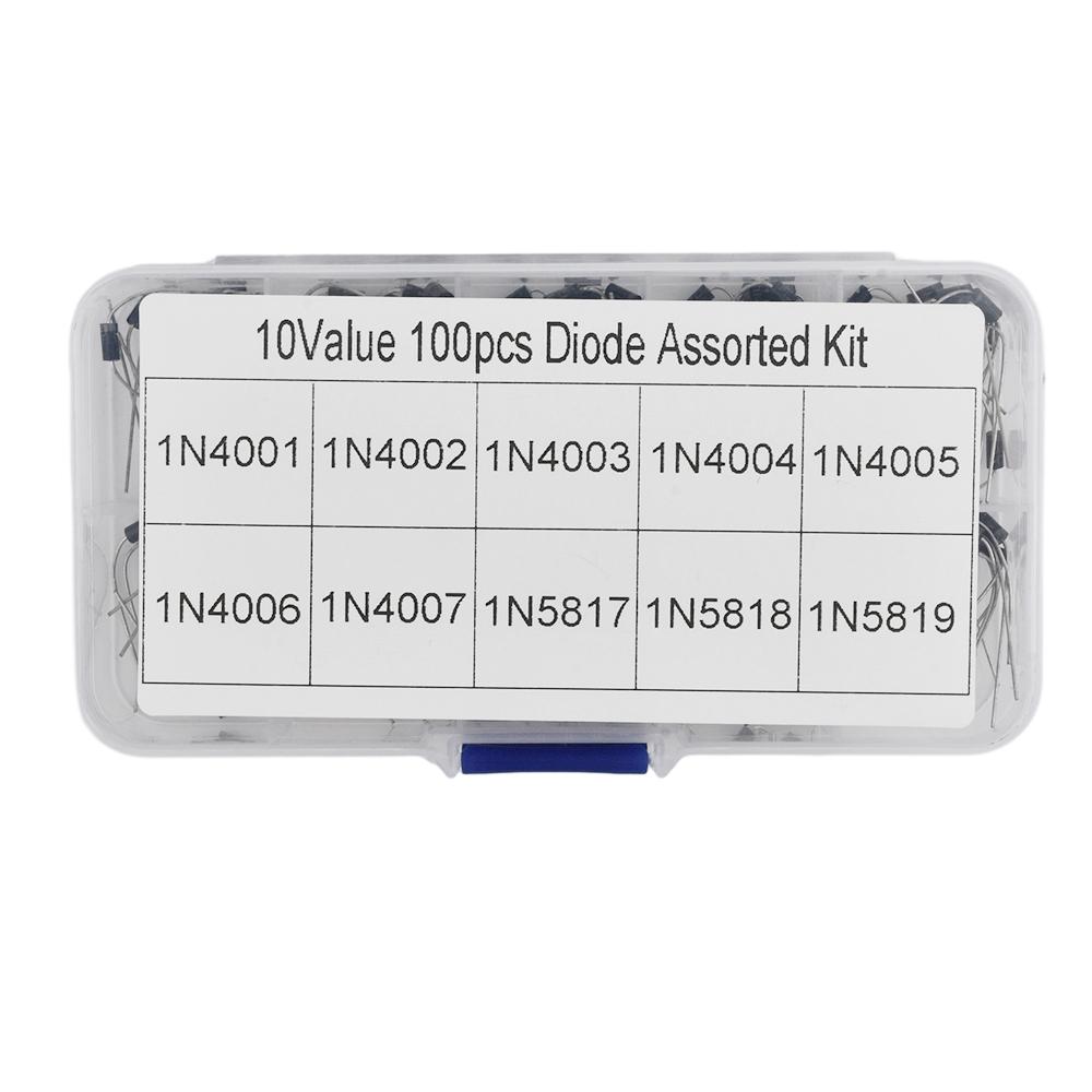 100pcs/200pcs/Box 10 Values DIP Diode Assorted Kit Box 10pcs/20pcs Each Value 1N4001-1N4007 1N5817-1N5819