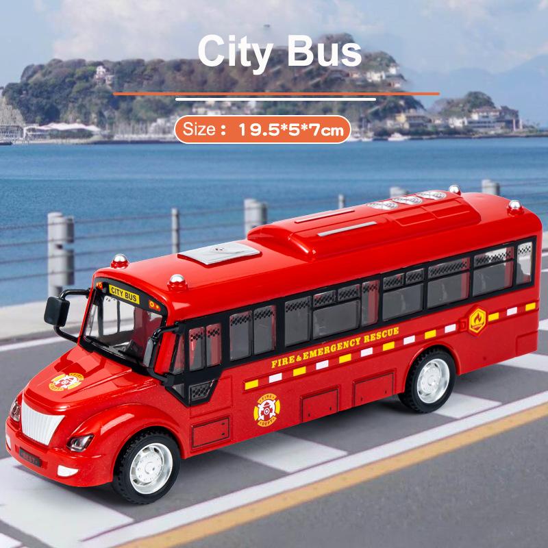 Dual Inertia Sliding Campus Bus Car Model Simulation Sound and Light Music Educational Toy Bus Car Toy Children's Birthday Gift