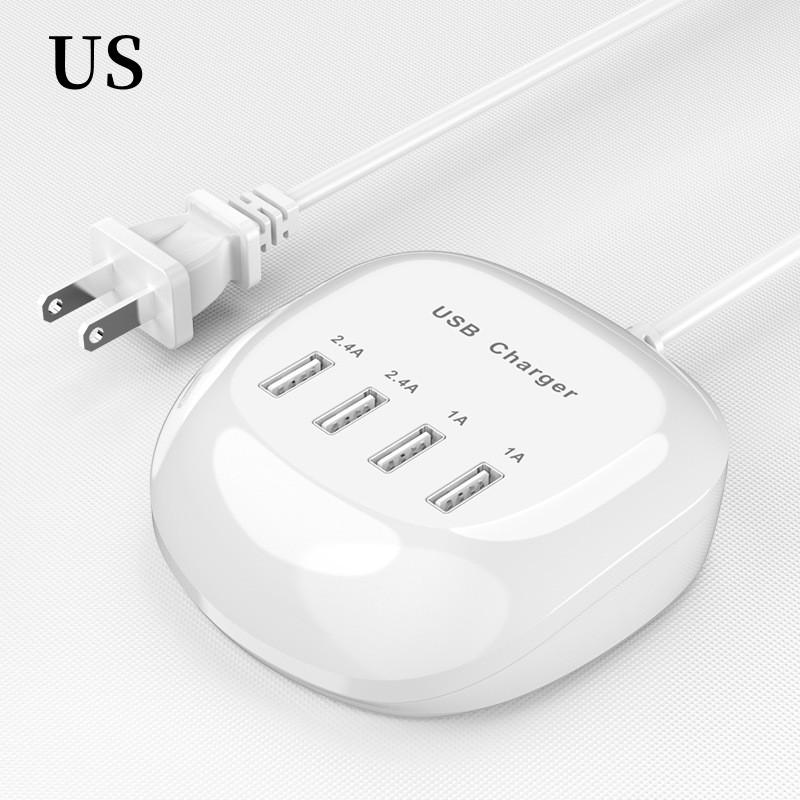 4/10-Ports USB Charging Station50W/10A Multi Port USB C Hub Charger for Cellphone Tablet Multiple Devices Extension Socket 4-port US Plug