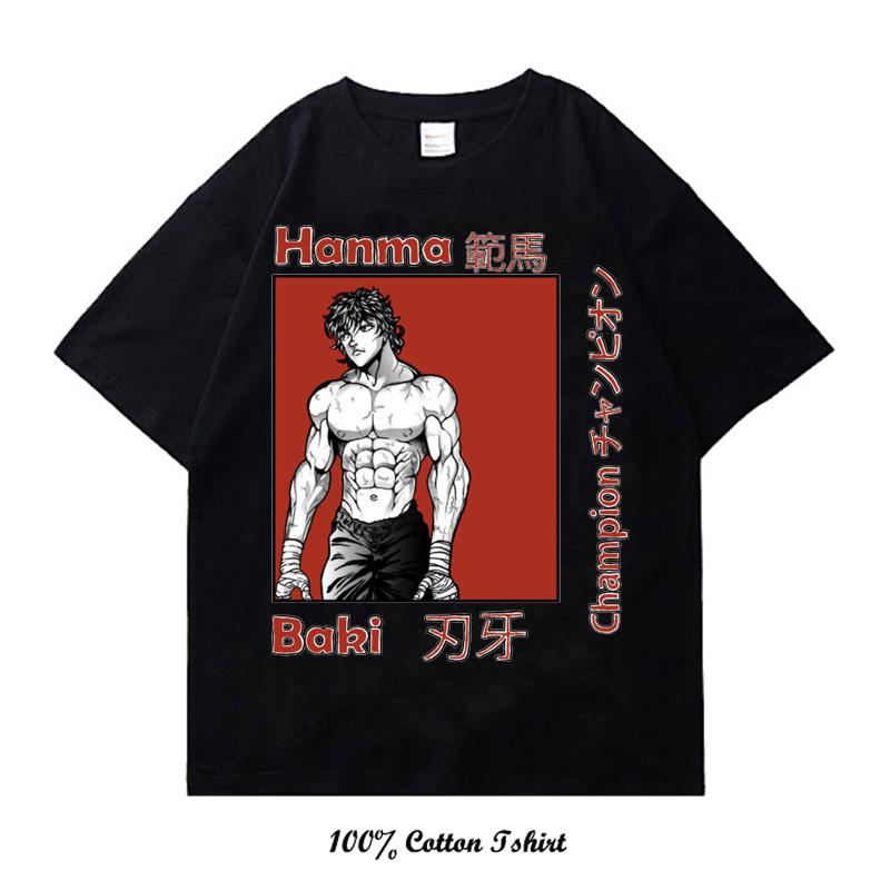 

Новая футболка Harajuku Vintage Washed, футболка Anime Grappler Baki Kyokudai Taikai из хлопка, уличная футболка с коротким рукавом, унисекс, свободного покроя XXXXL