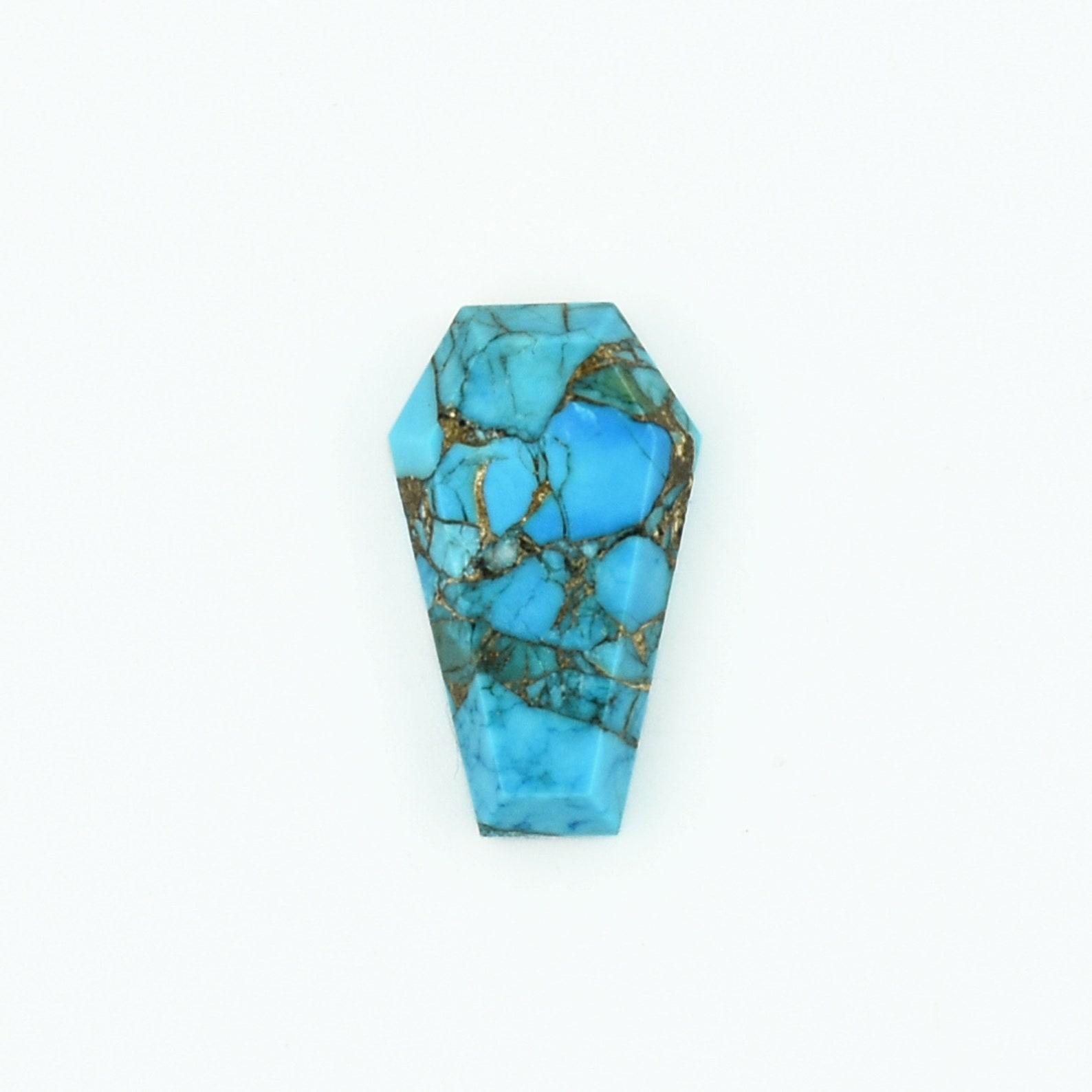 Natural Blue Copper Turquoise Coffin Cut Gemstone | Blue Copper Turquoise Cabochon | Loose Coffin Shape Gemstone for Jewelry Making 7x10mm (1 Piece) синий