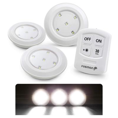 Of Daylight LED Cabinet Night Battery with Remote Control Temperature Wireless Mini Lighting for Bookshelves (Set 3, White) Lights,