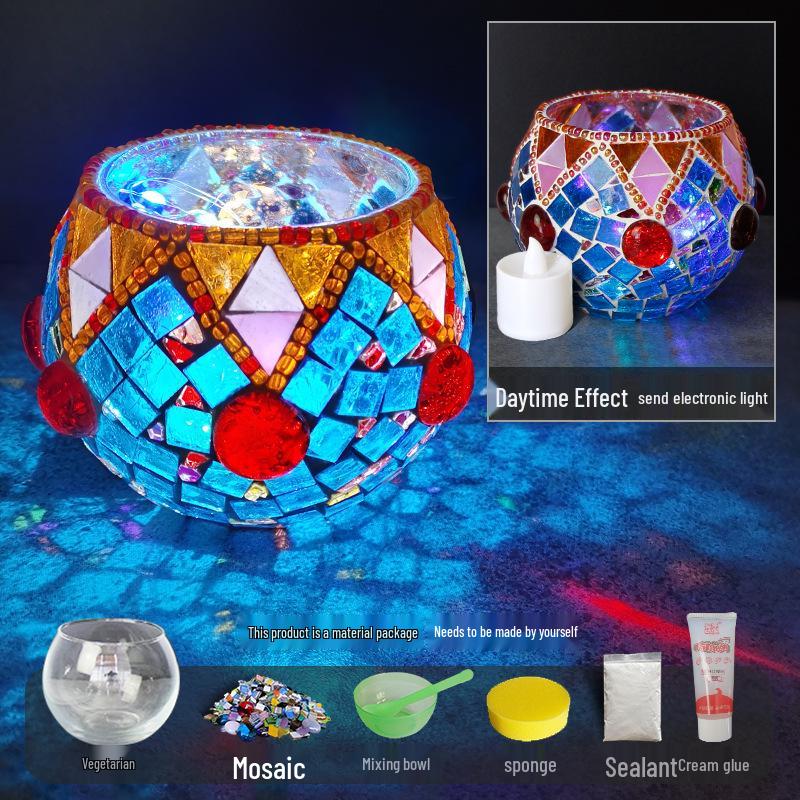 Handgemachtes DIY Glasmosaik Kerzenhalter Vase - Kreatives Eltern-Kind-Lernspielzeug, Perfekt für Geburtstagsgeschenke