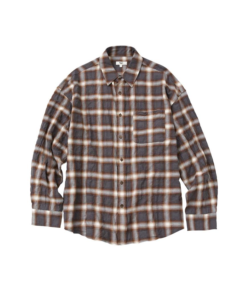 WMC Crease Wrinkle Ombre Check Shirt_Charcoal Grey