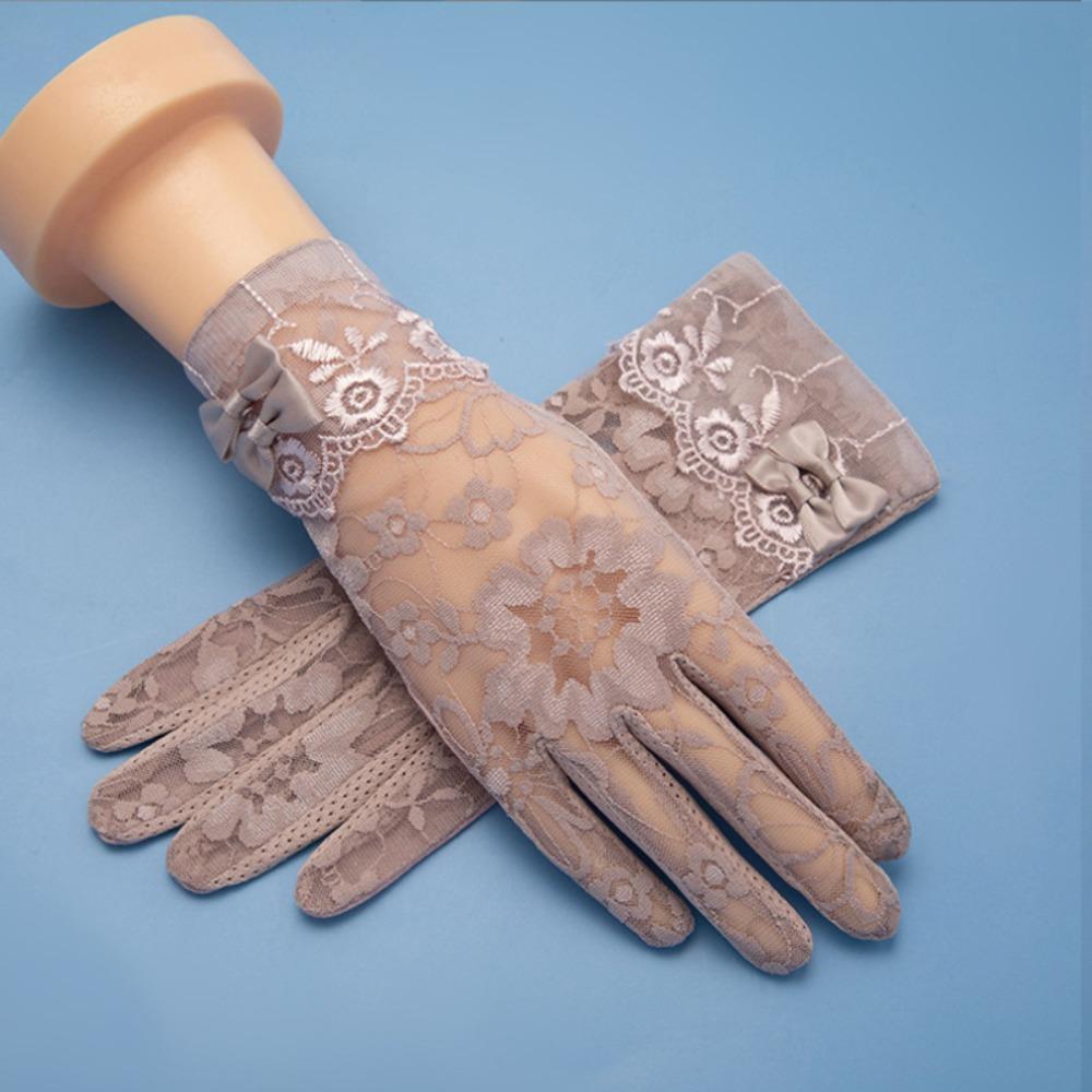 Lace Sunscreen Gloves Anti-Slip Touch Screen Gloves Elegant Ice Silk Glove  Outdoor
