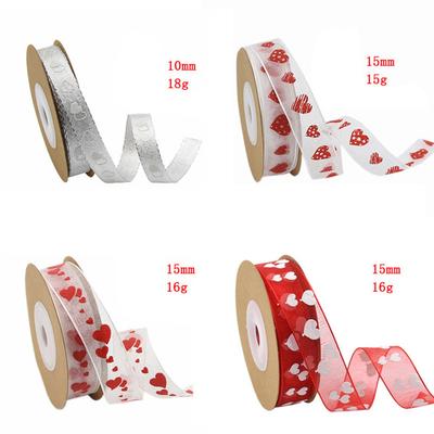 Romantic Heart Printed Ribbon 10m Length Perfect for Valentine's Gifts Wrapping and Wedding Decorations Ribbon