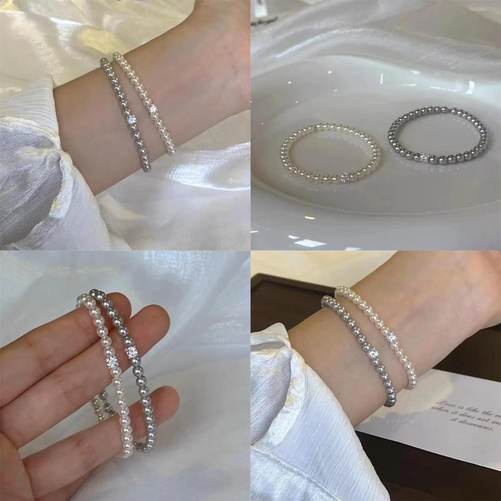 And Glass Handcrafted Pearl Bracelet For Women With Chic Design Geometric