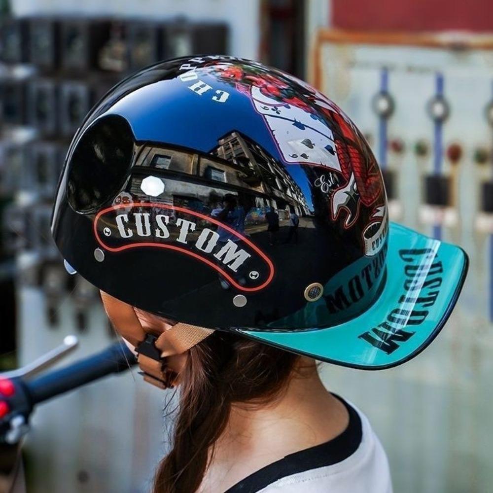Classic Personality Vintage Summer Scalp Helmet Harley Unisex Locomotive Half Helmet Motorcycle Riding Electric Car Helmet