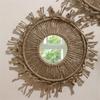 Round Wall Mirror Handwoven Cotton Rope Macrames Fringed Tassels Hanging Makeup Mirror for Bedroom Living Room Decors