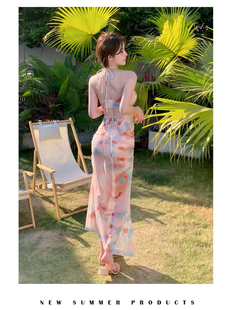 2025 Women's Sexy Split Skirt Swimsuit Three-Piece Set – Stylish Slimming Long Dress