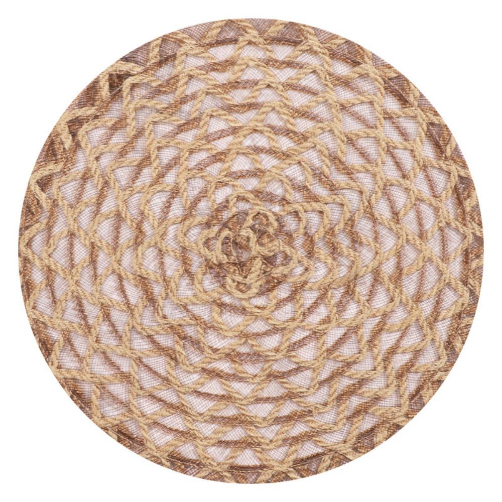 New Woven Dining Placemats Round Heat-resistant Insulation Mat Washable Boho Style Table Mat For Coffee Kitchen Dining Room 47g-38CM