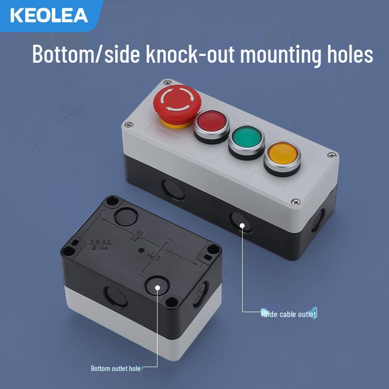 KEOLEA Waterproof Emergency Stop & Start Button, Industrial Self-Reset Push Control Box