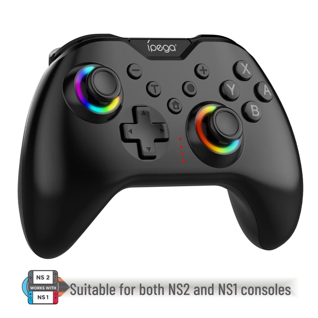 NS/NS2 Wireless Game Controller with Neon RGB Lighting, Rapid Fire, Vibration, Six-Axis, and Original Button Compatibility