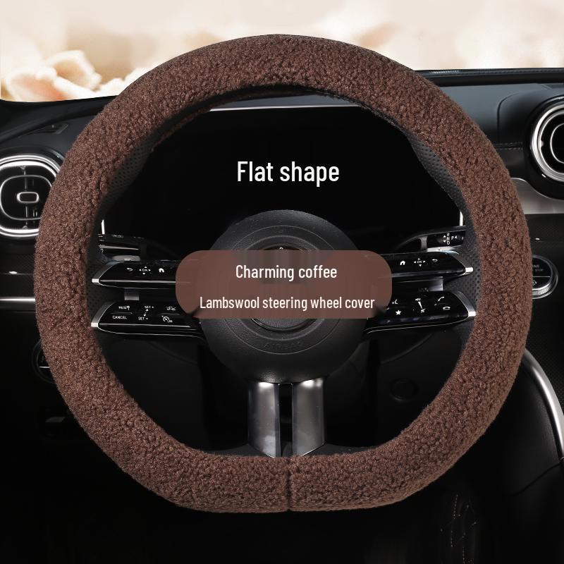 Luksusowy Zimowy Pokrowiec na Kierownicę z Wełny Jagnięcej, Średnica 38 cm, Unisex