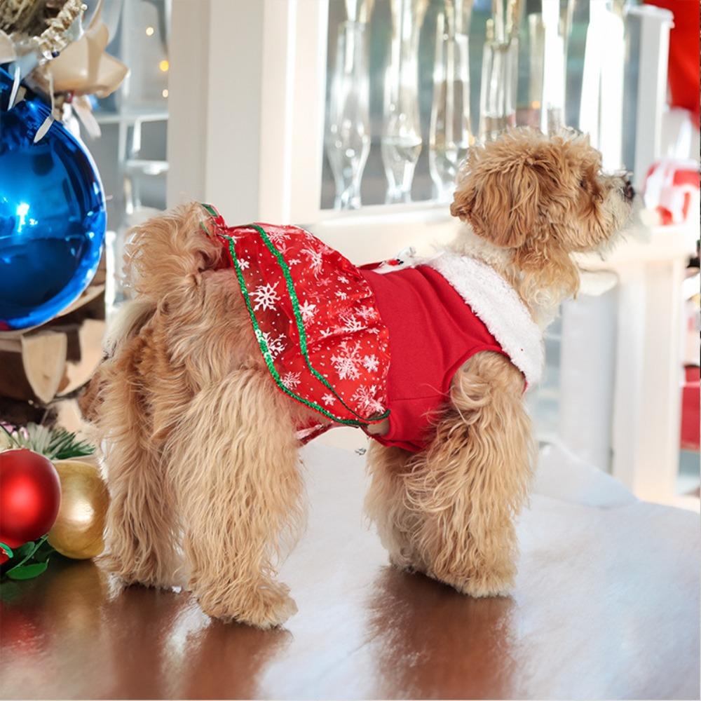Christmas Dog Clothes Christmas Elk Santa Claus Creative Christmas Dog Warm Snowflake Sequin Dress Creative Pet Dress Up