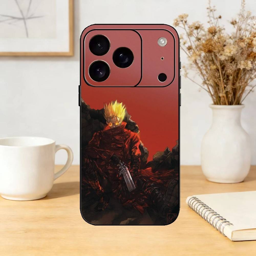 Trigun Anime Vash the Stampede (1) Phone Case For iPhone 17,16,15,14,13,12,11 Plus,Pro,Max,Mini Silicone black Soft Cover