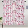 2 st Rosa Körsbärsbåge Gardiner Kawaii Sött Tryck Ljusfiltrerande Gardiner Söta Flickaktiga Heminredning för Sovrum Vardagsrum