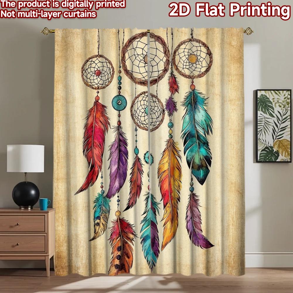2D Flat Photography Backdrop Photography Backdrop Colorful Dreamcatcher Feathers 100% Polyester Family Party for Suitable