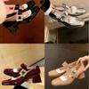 Yan Shun~ Su Yinyin Diner Gastvrouw~ Strass Vierkante Gesp Met Dikke Hak Mary Jane Schoenen Dames Enkele