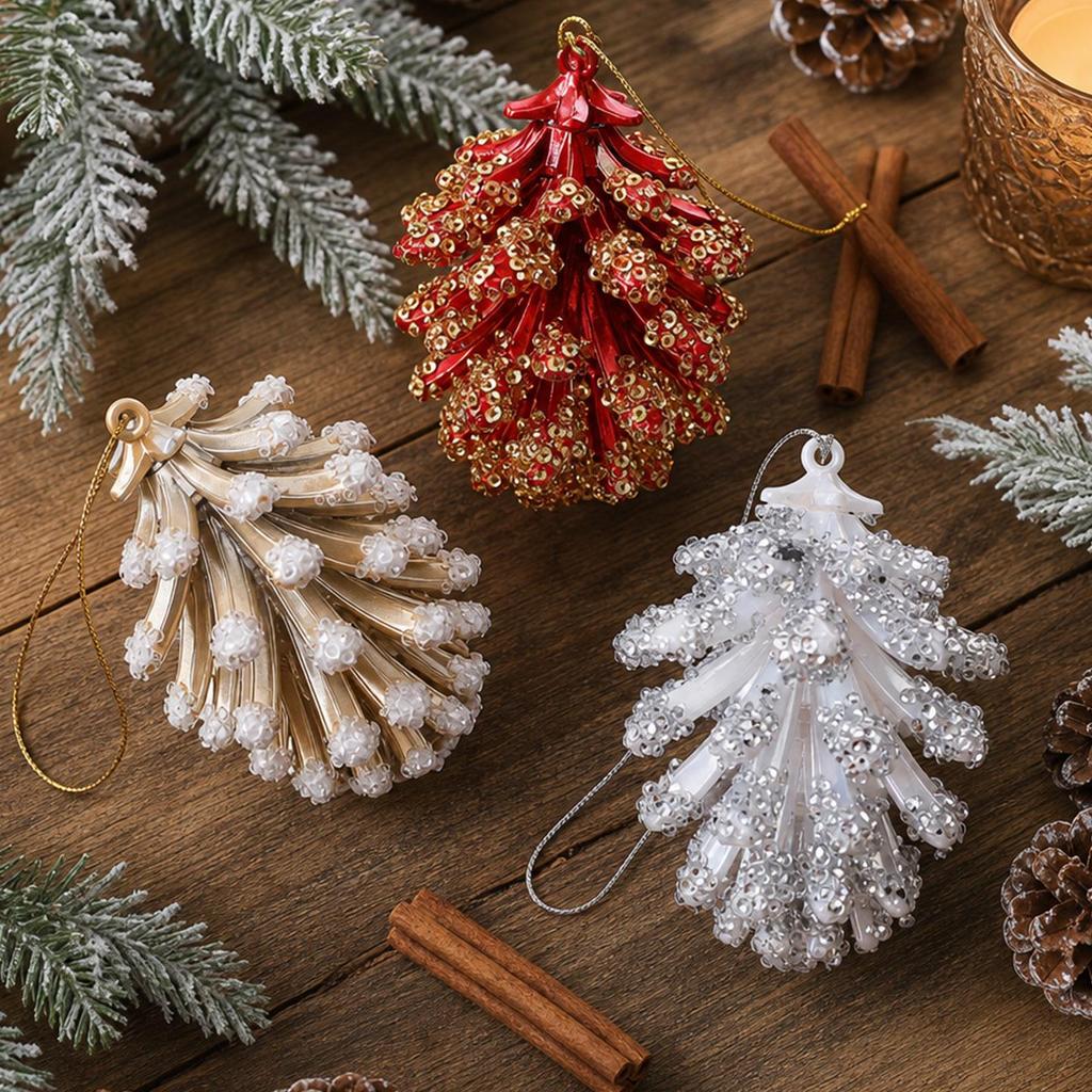 Pigna Placcata Oro Ornamento Fatto a Mano – Decorazione di Natale Fai da Te
