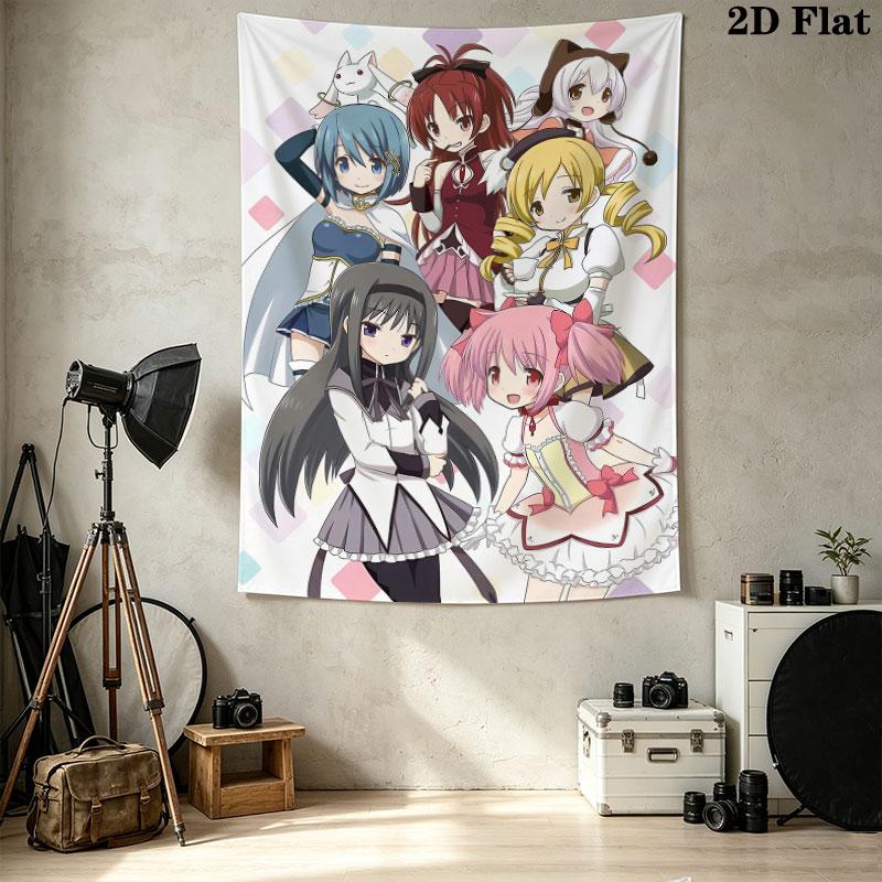 Puella Magi Madoka Magica Wall Tapestry Aesthetic Wall Hanging Printed Fabric Blanket Decorative Tapestries For Bedroom Living Room Home Decor