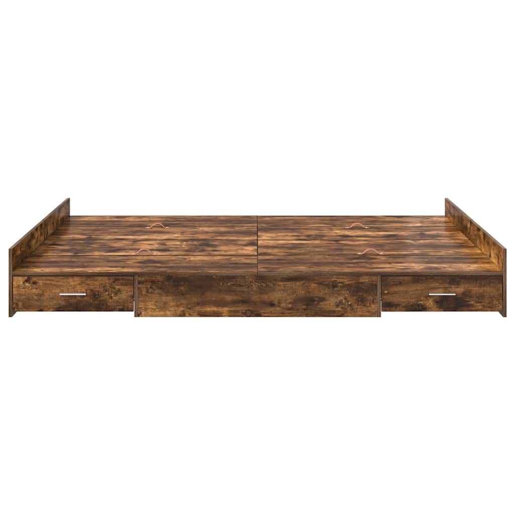 Storage Bed Frame Smoked Oak 140 X 200 Cm