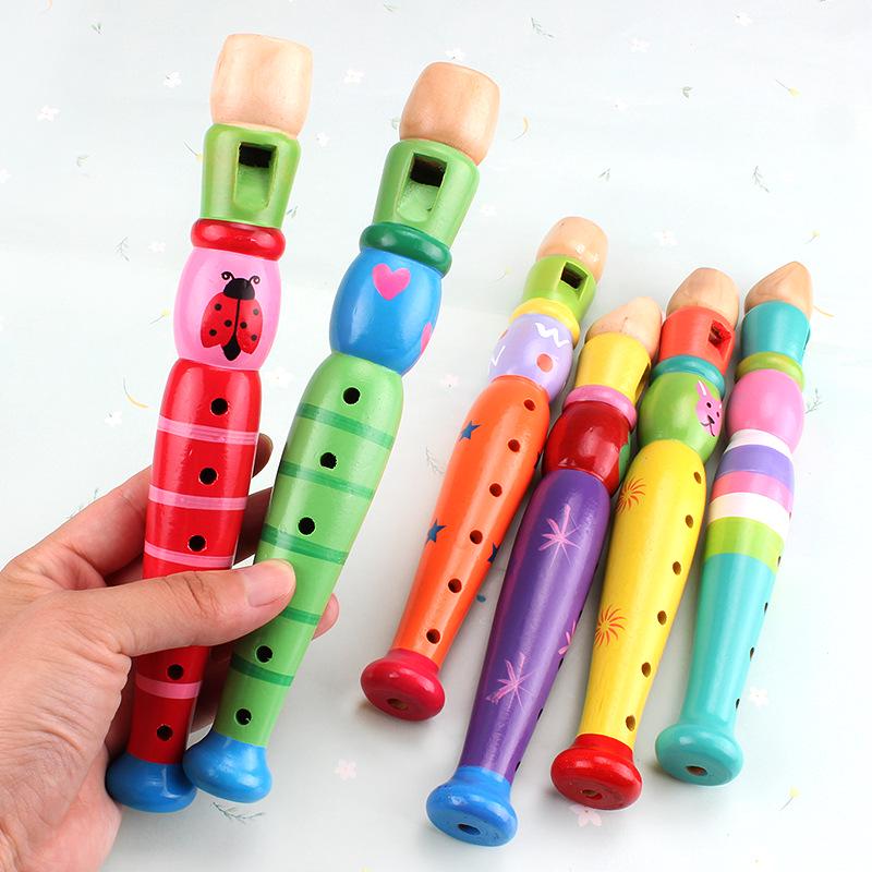 Wooden Cartoon 6-Hole Piccolo Recorder: Children's Educational Wind Instrument Toy