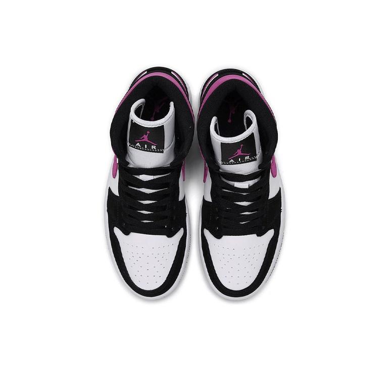 Air Jordan 1 Mid Cactus Flower Women Sneakers Black White BQ6472-005
