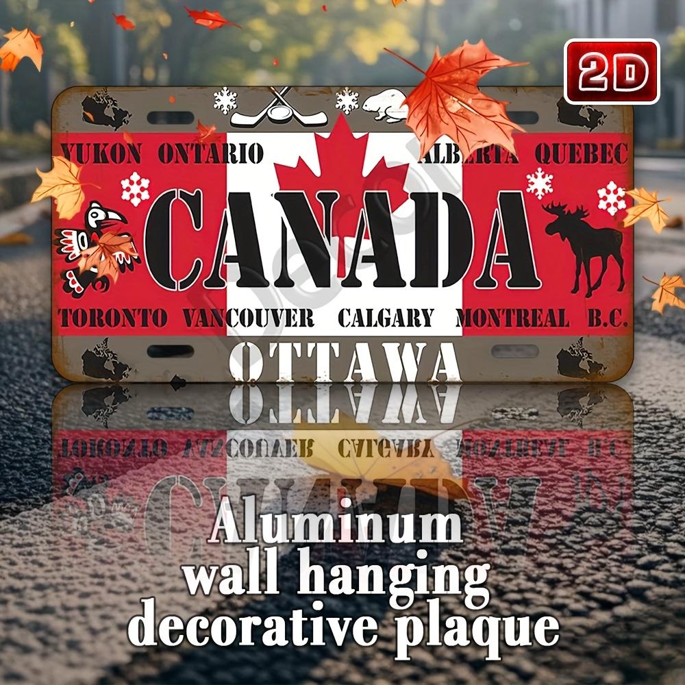 

Canada Flag Vintage License Plate Style Aluminum Metal Sign Retro Maple Leaf Moose Hockey Wall Art Decor for Home Bar Man Cave 15x30cm(5.9x7.8inch)