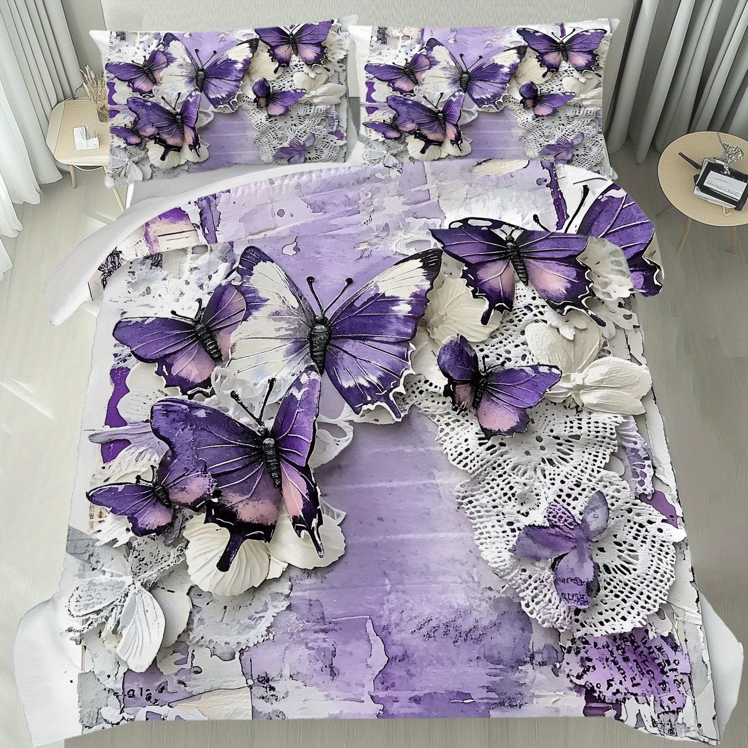 

Princess Bedding Set Butterfly 3D Printed Duvet Cover Set Skin-Friendly Single Twin Size Duvet Cover Birthday Gift Bedroom Decor Eu Single 135x200cm