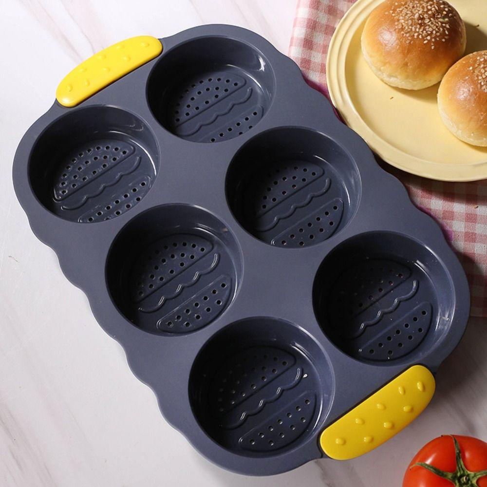 Non-stick Silicone Baking Pan Heat Resistant Burger Bun Maker Reusable Oven Baking Plate  Household