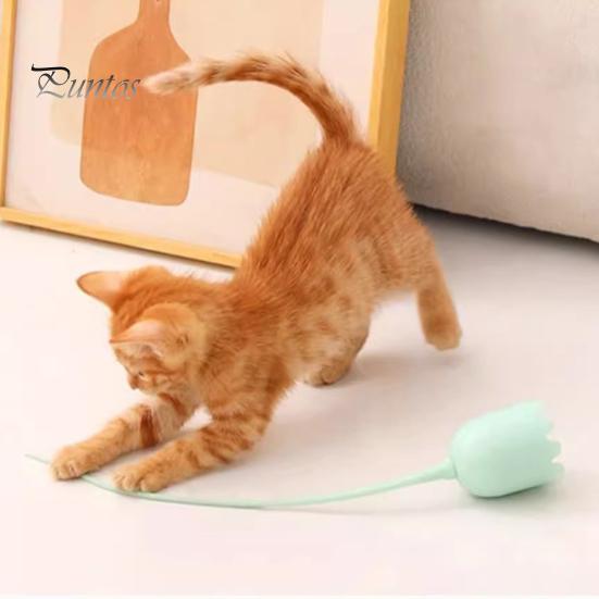 Automatic Silicone Tail Teaser Toy Electric Swirling Tail Interactive Self-Amusing Mood-Boosting Teasing Stick Prevents Boredom Cat Wand Toy