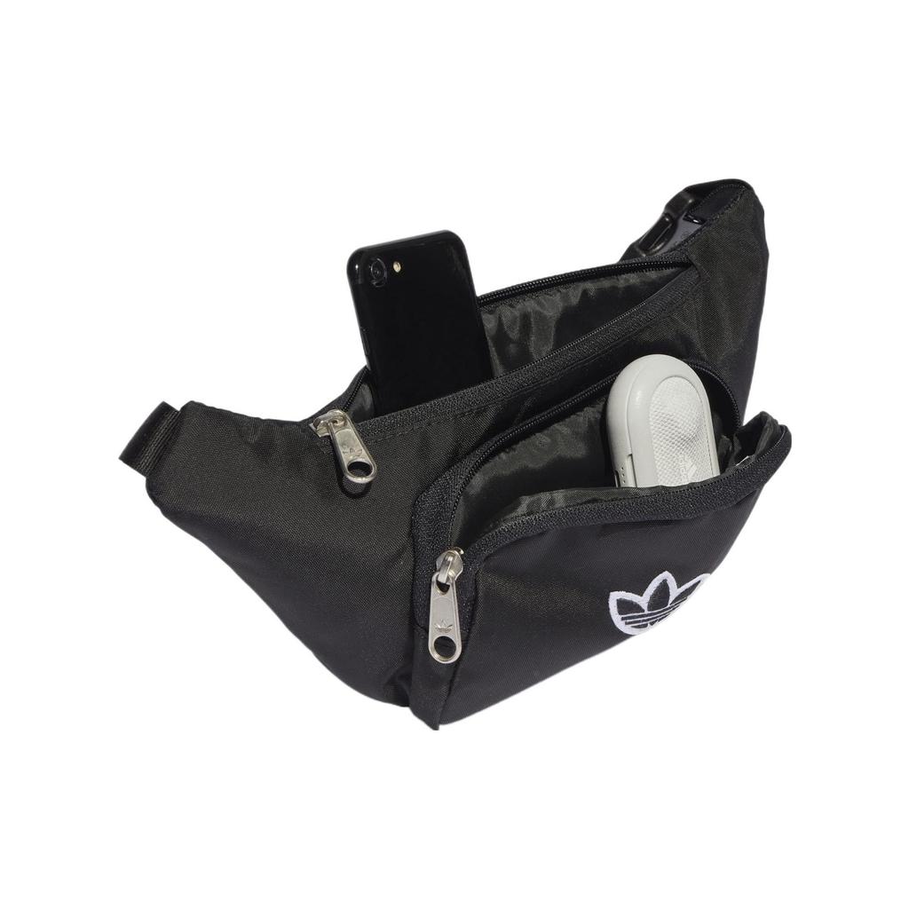 Adidas Originals Top Zipper Closure Recycled Nylon Crossbody Waist Bag Unisex bags Black IJ5007