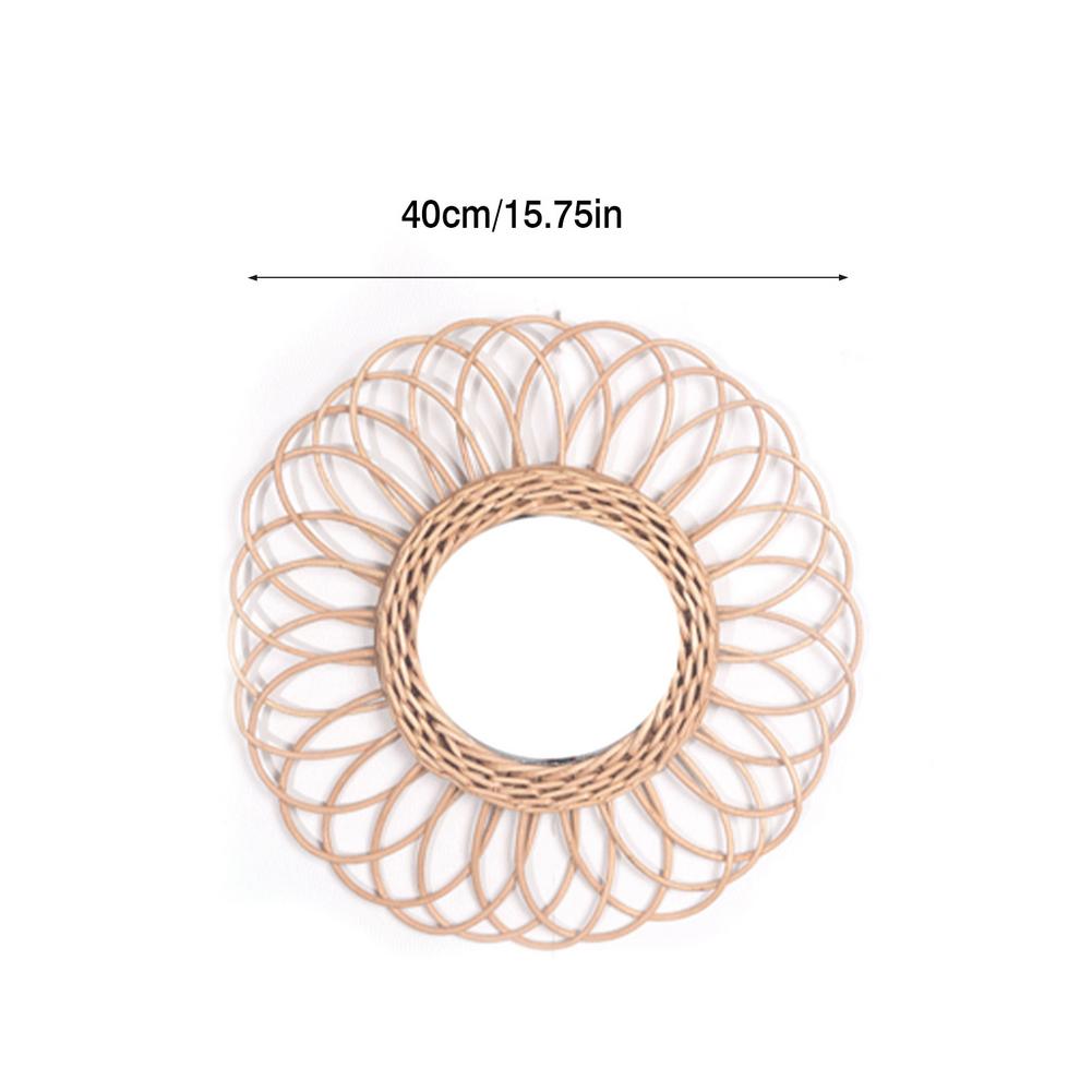 Rattan Dressing Mirror Innovative Art Round Mirror Living Room Wall Hanging Mirror Bathroom Decoration Makeup Mirror