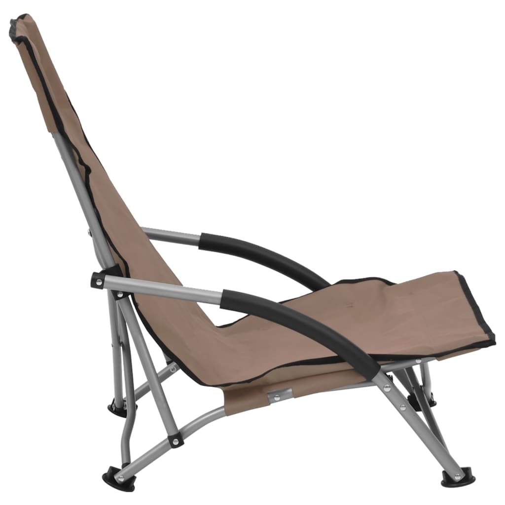 Folding Beach Chairs 2 Pcs Taupe Fabric