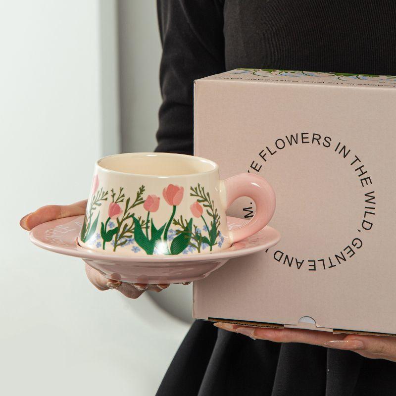 Retro Ceramic Coffee Cup Set Gift Box High-End Exquisite Housewarming New Home Wedding Gift Original Cup