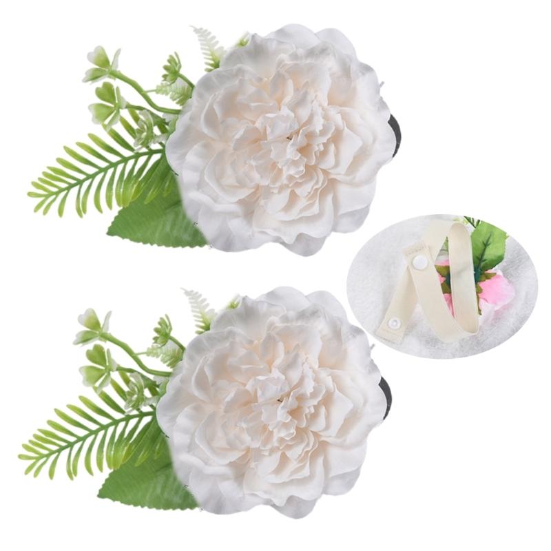 Contemporary Artificial Flower Curtain Fastening Clips Set of 2 Decorative Window Drapery Holders Tieback Straps Buckles
