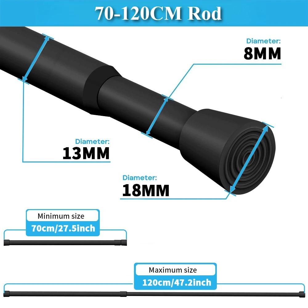 Expandable Spring Tension Rods Adjustable 40 to 280CM Tension Curtain Rod No Drilling Spring Loaded Curtain Rod for Doors Window