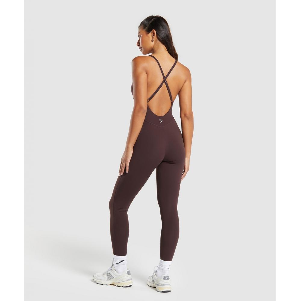 Gymshark Strappy All In One Full Length Heritage Brown B9a1r Ncnz